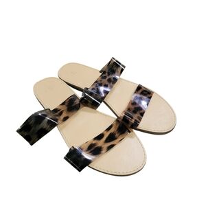 JustFab Cass Flat sandals Size 8 Animal Print Cheetah Strap